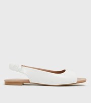 New Look White Leather-Look Ruched Open Toe Sandals